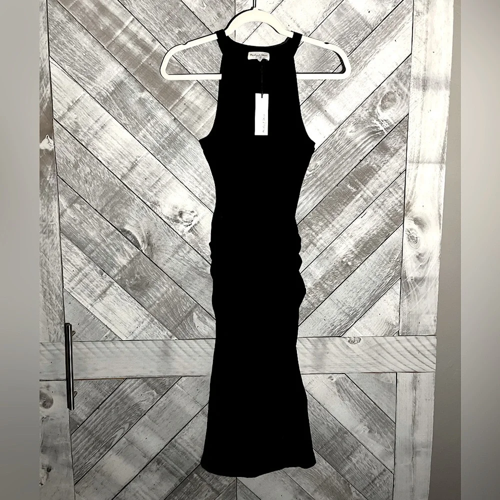 Michael Stars NWT Halter Midi Black dress soft cotton jersey stretch. - Picture 10 of 13
